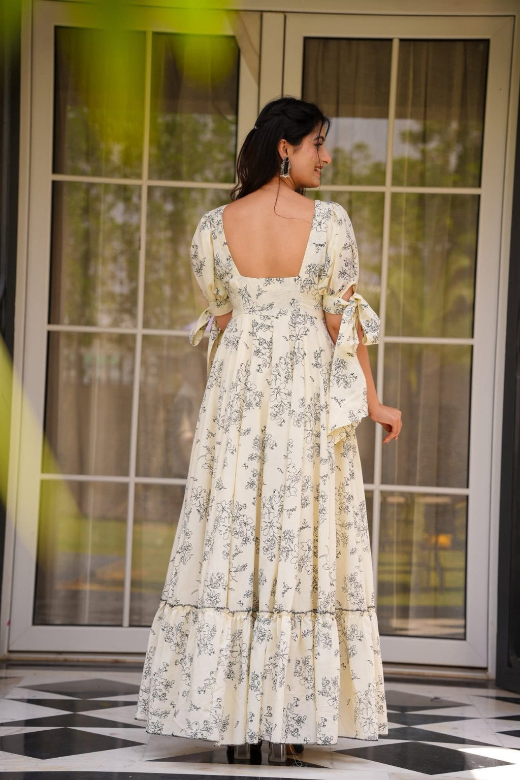 Floral Puff Sleeve Maxi Gown
