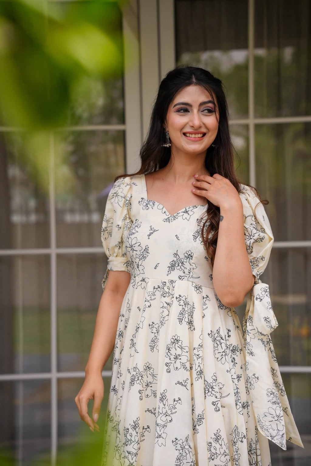 Floral Puff Sleeve Maxi Gown