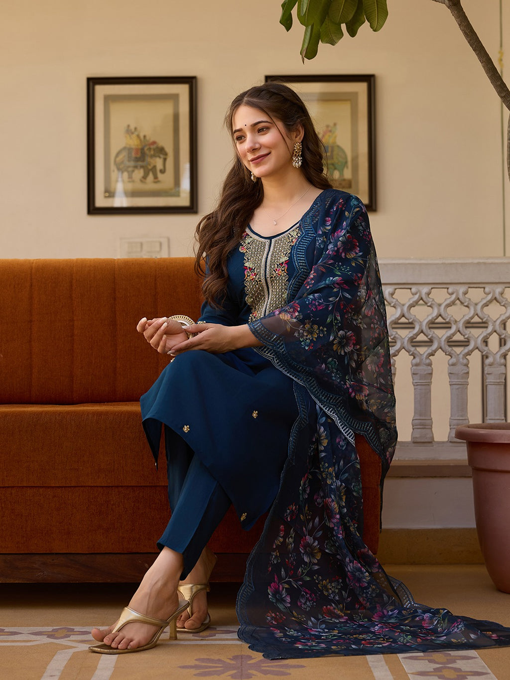 Royal Midnight Chanderi Suit Set