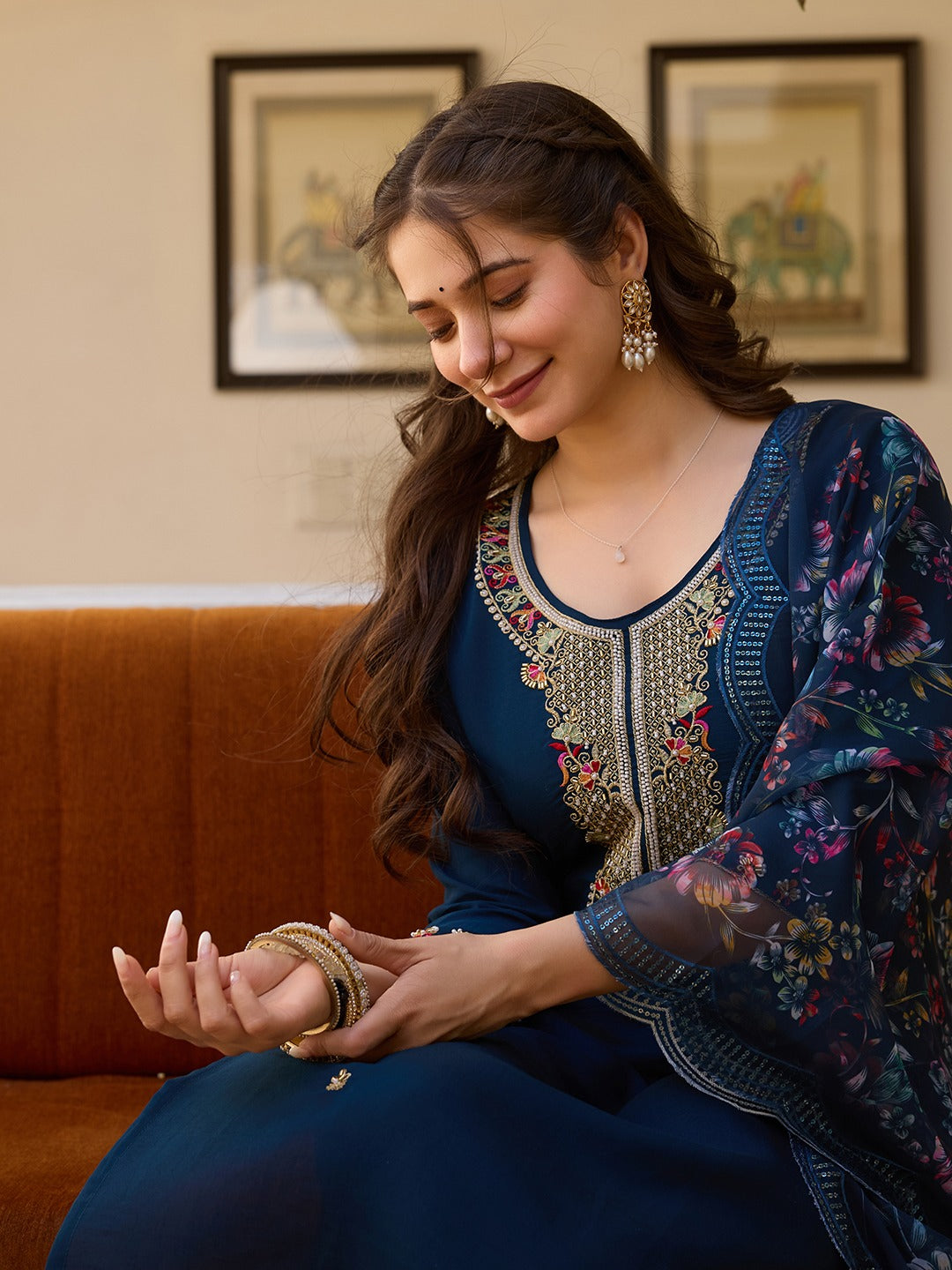 Royal Midnight Chanderi Suit Set