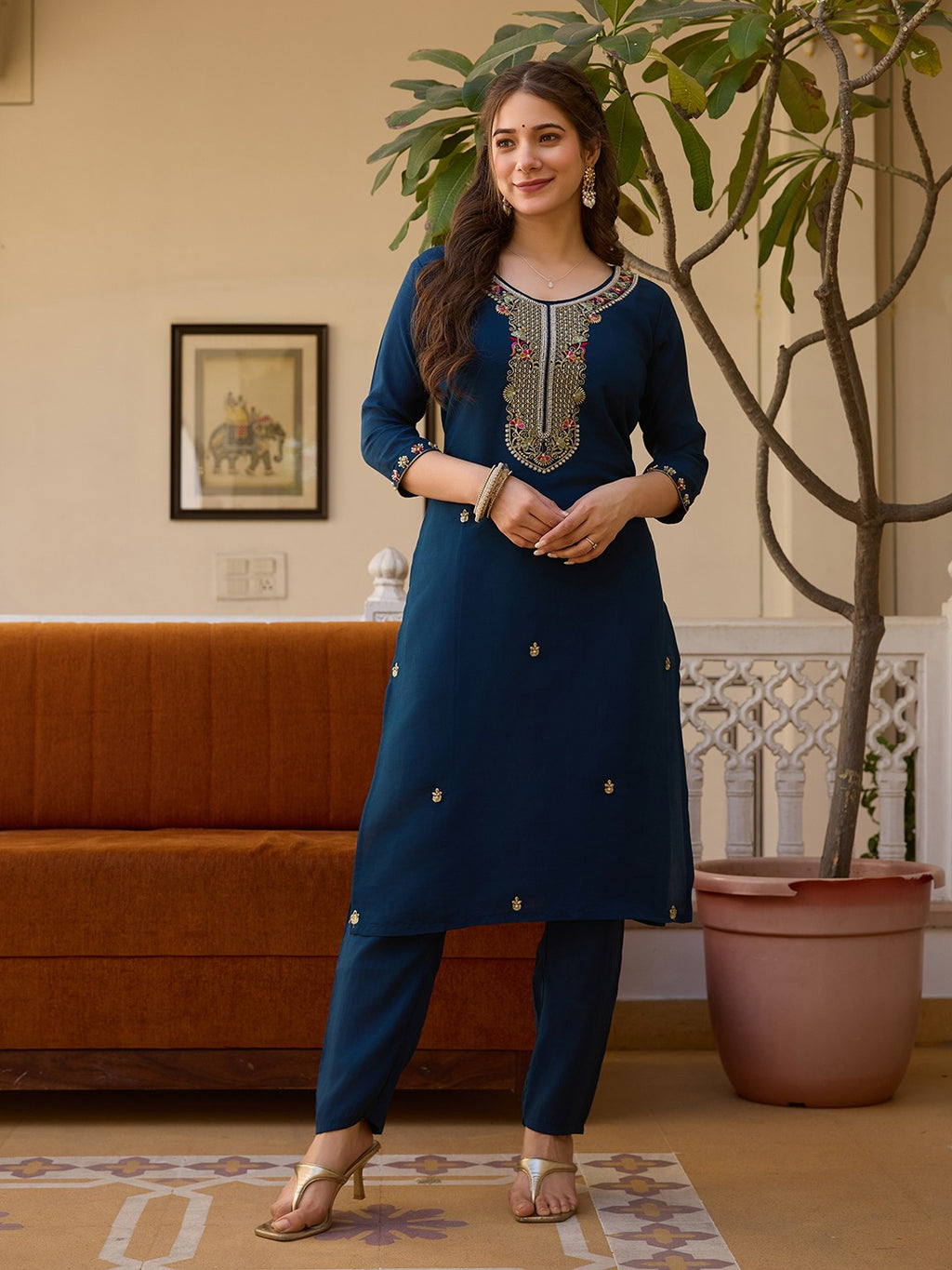 Royal Midnight Chanderi Suit Set