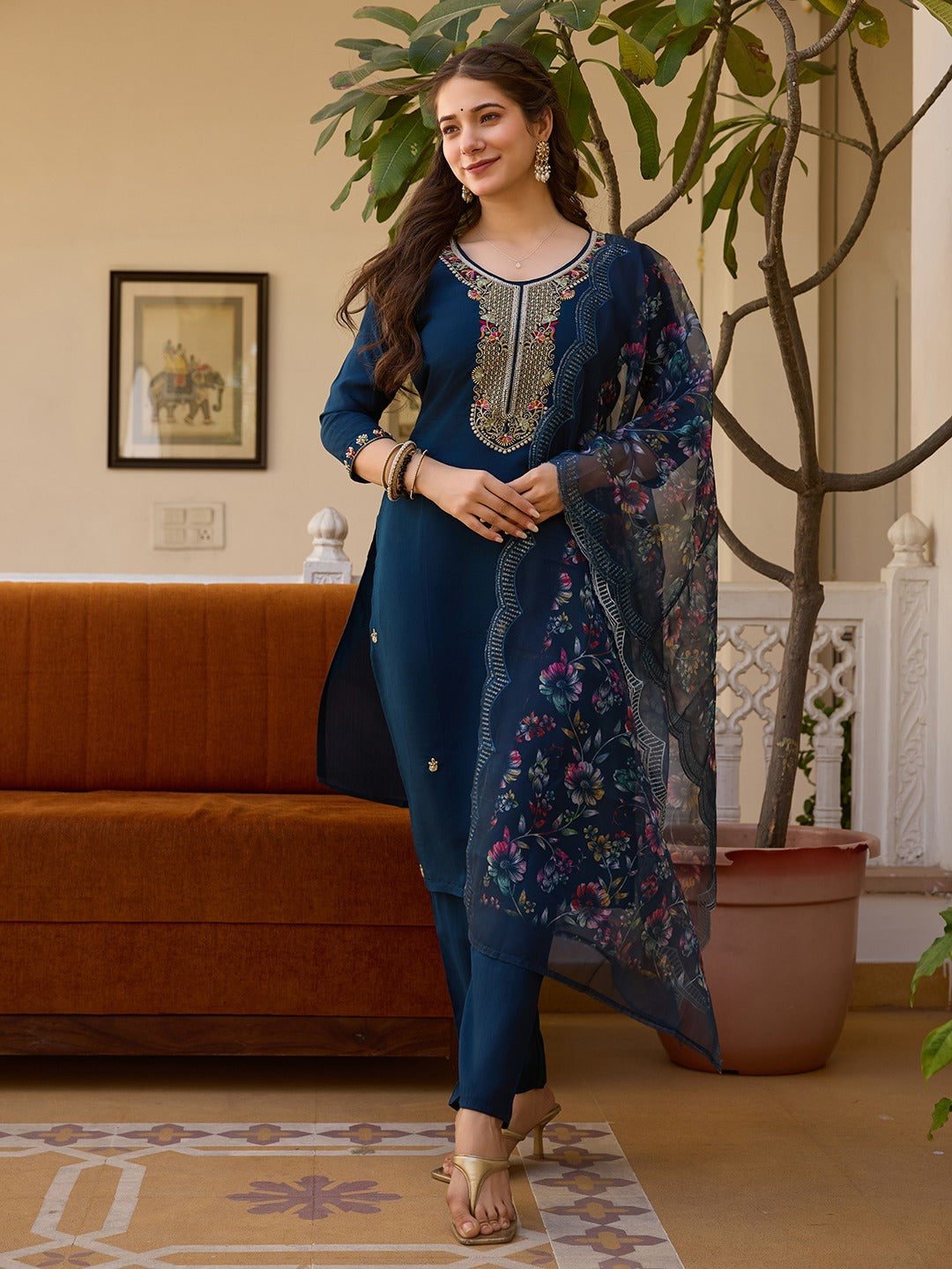 Royal Midnight Chanderi Suit Set