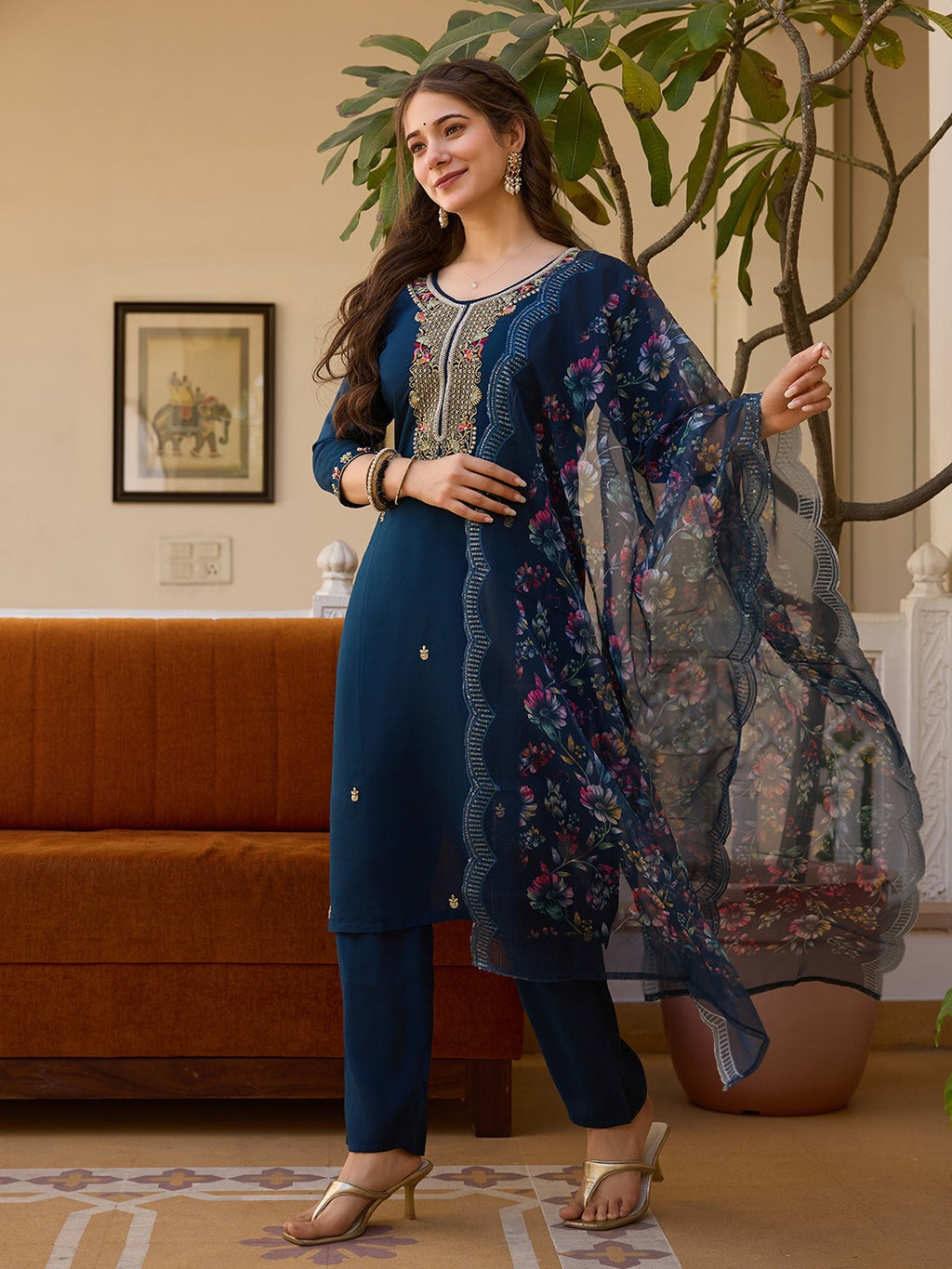 Royal Midnight Chanderi Suit Set