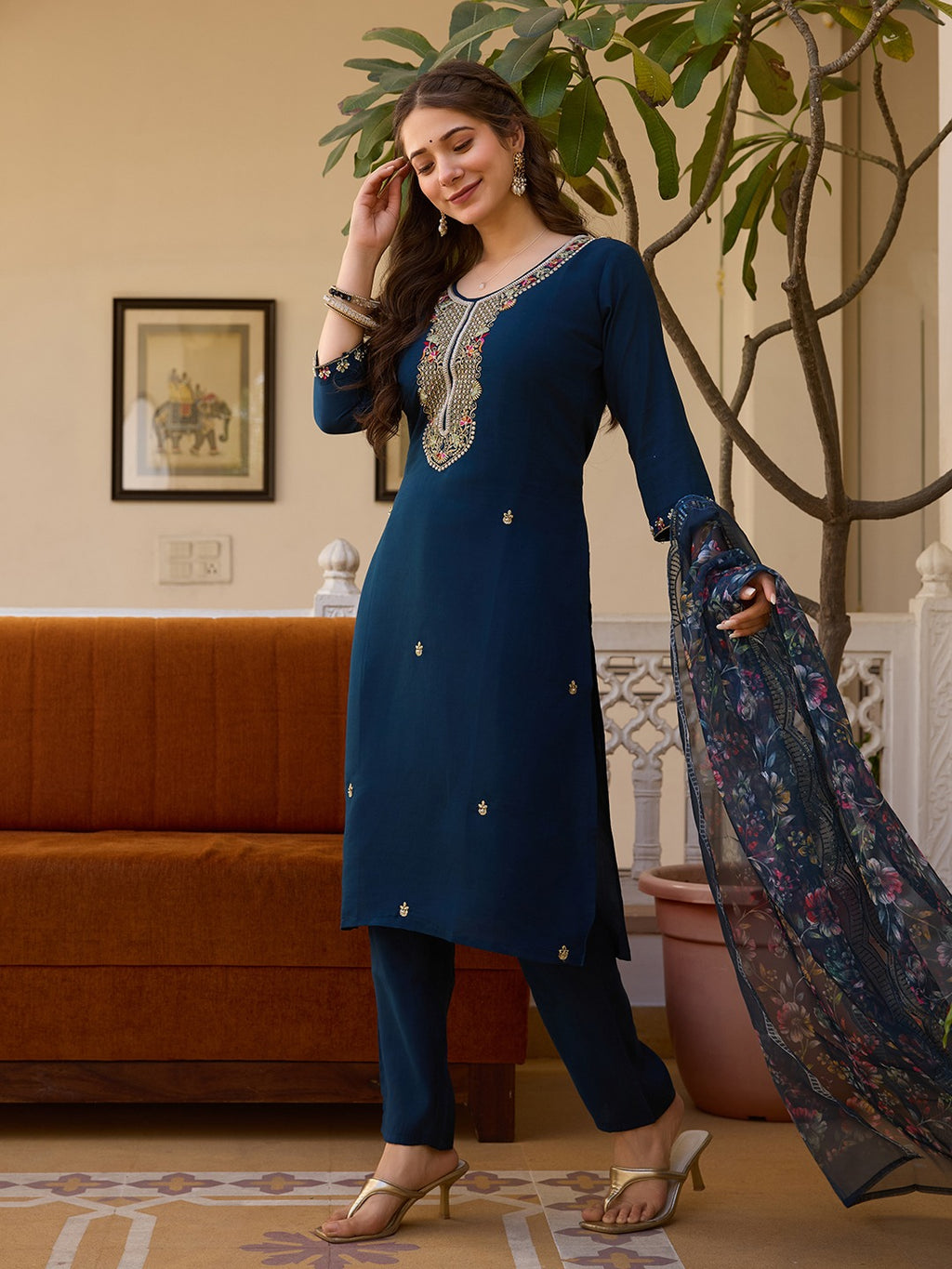 Royal Midnight Chanderi Suit Set