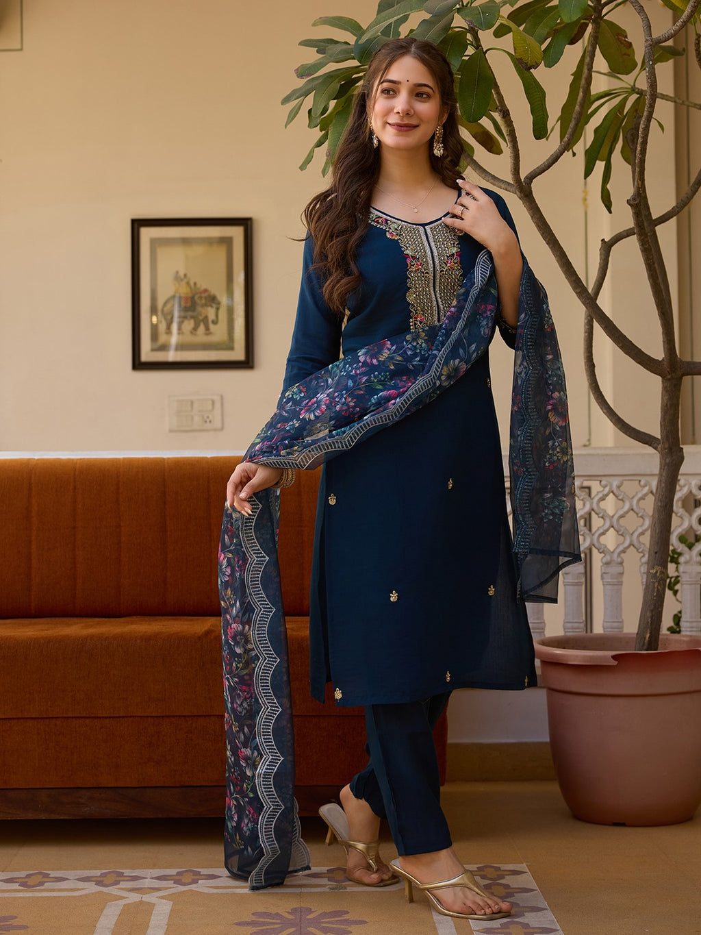 Royal Midnight Chanderi Suit Set