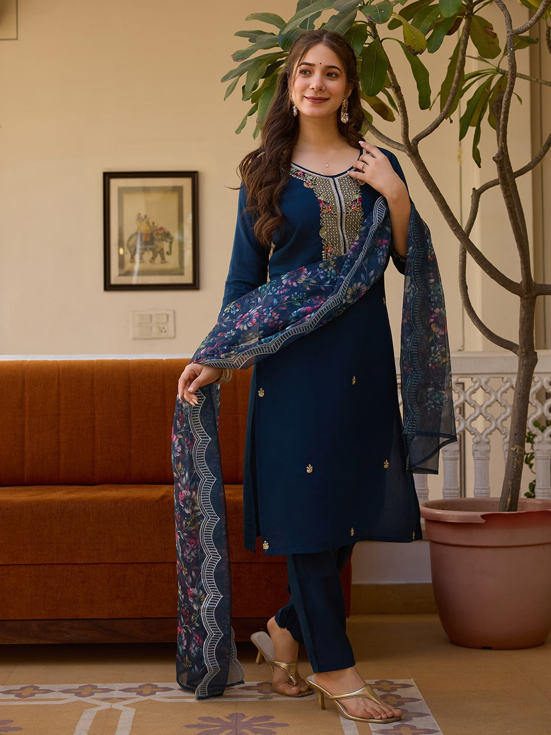 Royal Midnight Chanderi Suit Set