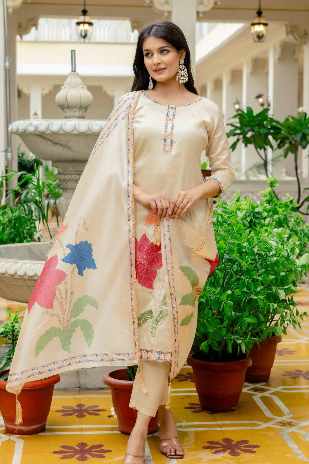 Kasturi Royal Floral Silk Set