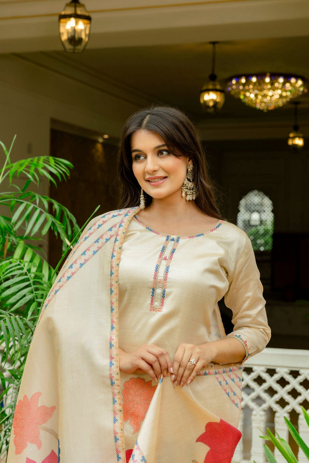 Kasturi Royal Floral Silk Set