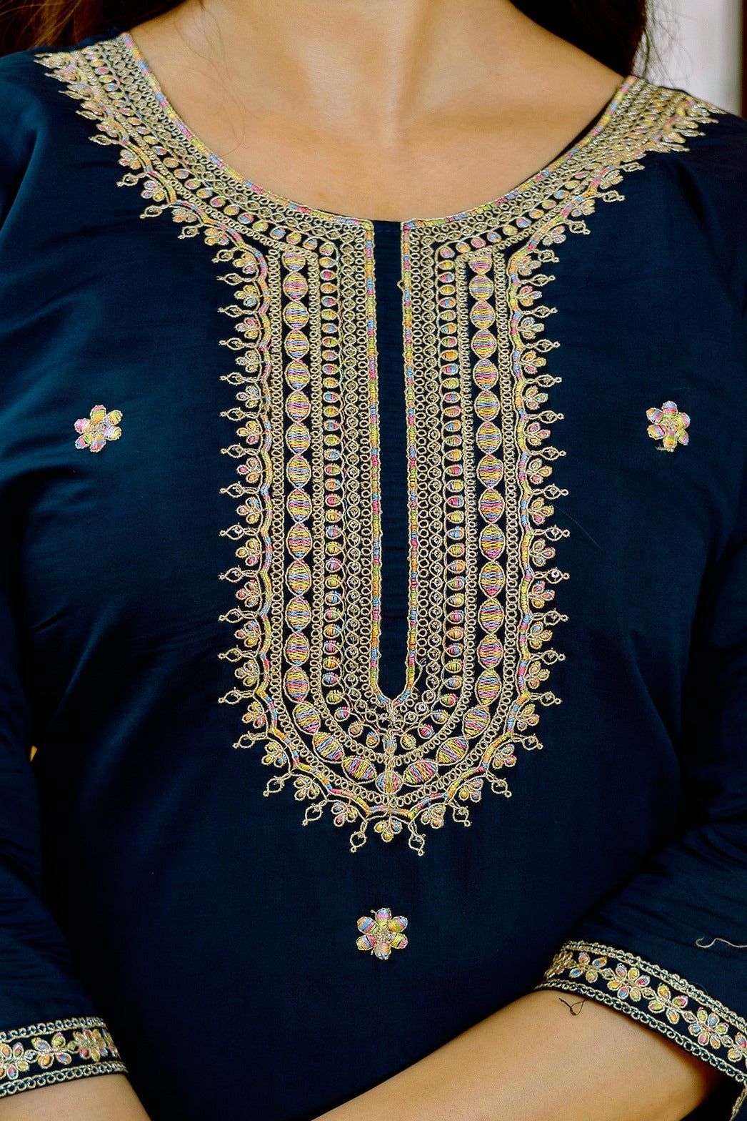 Midnight Blossom Kurti Set