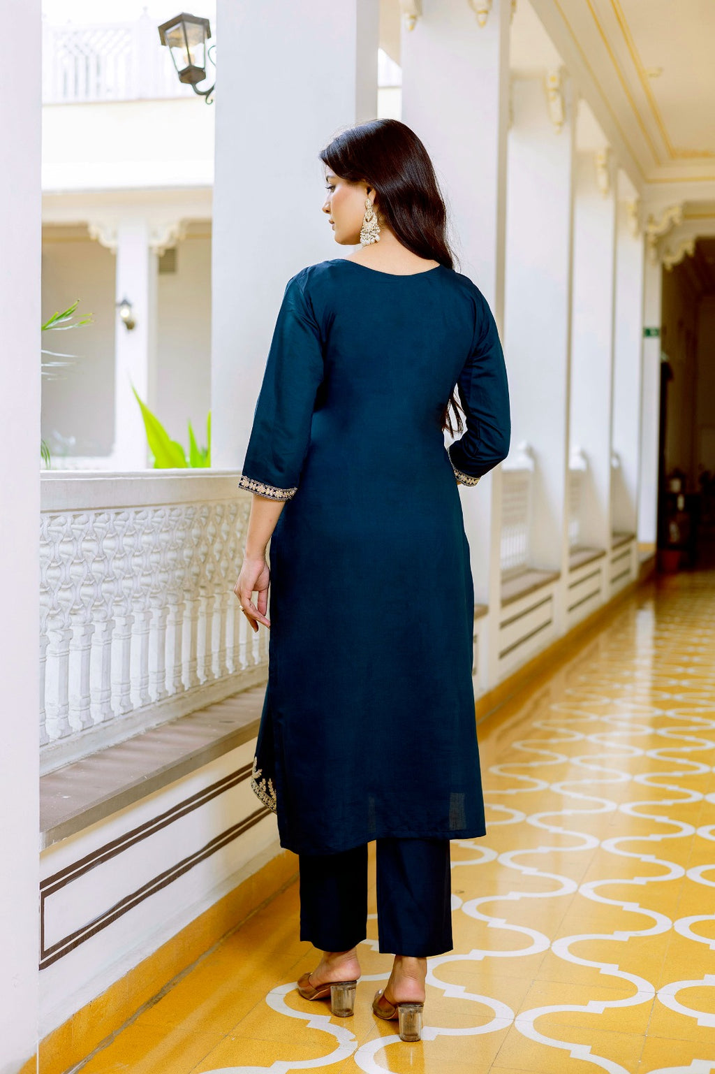 Midnight Blossom Kurti Set